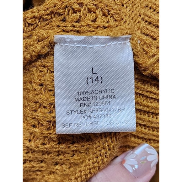 Moondance Womens Large Orange Cardigan Sweater Crop Rustic Earthy Knit Goblin - Picture 9 of 14